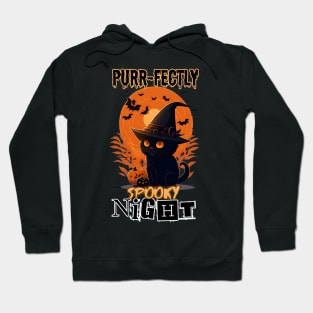 Halloween cat with a hat Purrfectly spooky night Hoodie